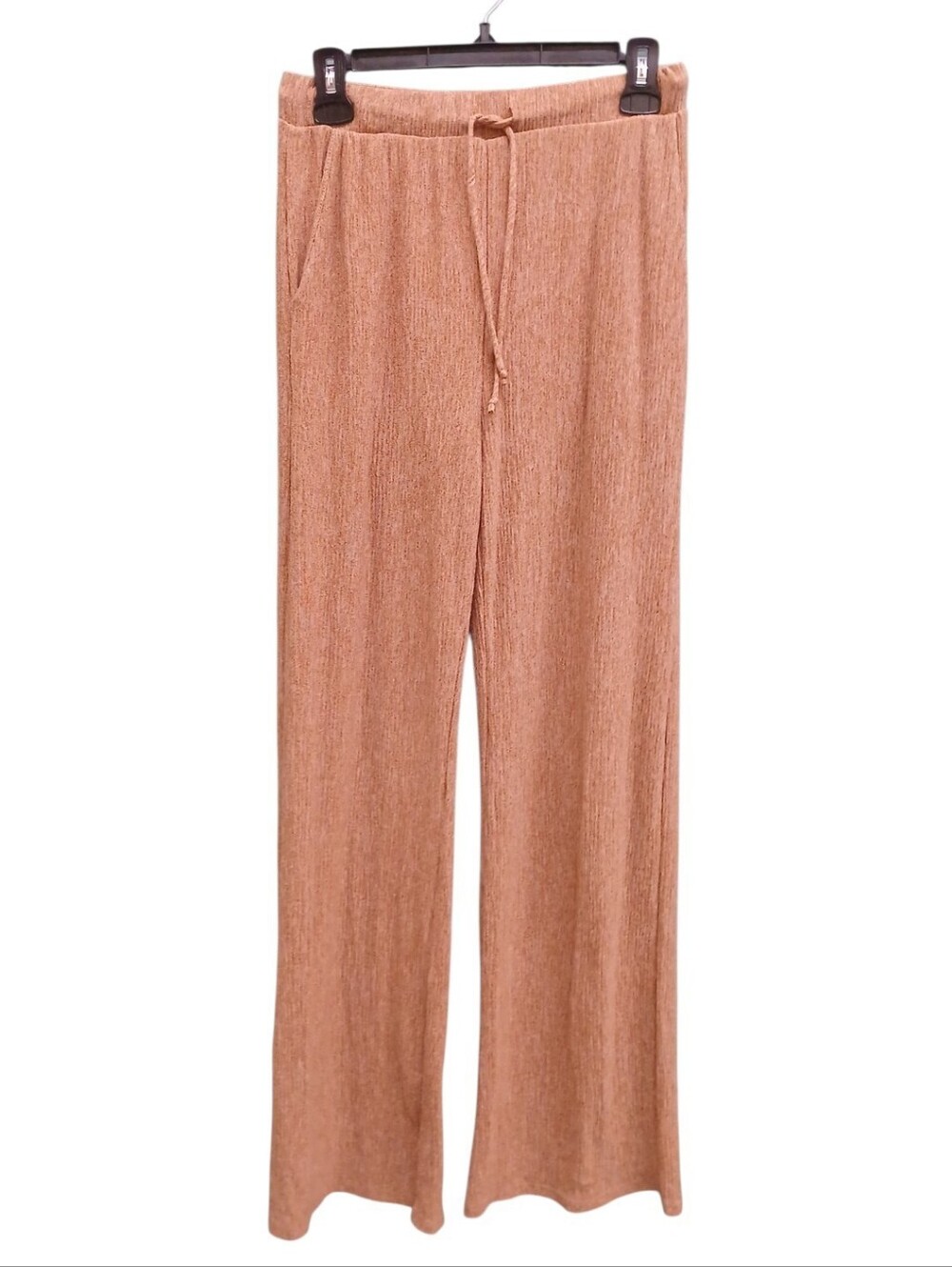 Gilli Ribbed Drawstring Wide-Leg Pants - Rusty Tan Size Medium